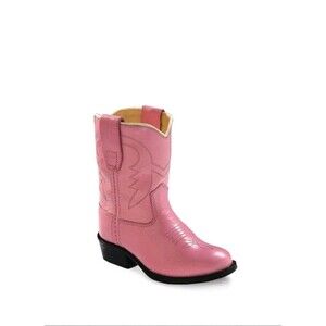 Old West 3119 Toddler Girl Pink Cowboy Boots Round Toe Western Leather Upper 4